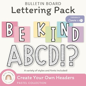 Groovy prikbord-beletteringpakket | Bewerkbare SPOTTY PASTEL-displayheaders