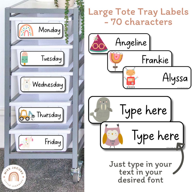 Cute Classroom Labels Bundle Assorted Characters | Editable Student ...