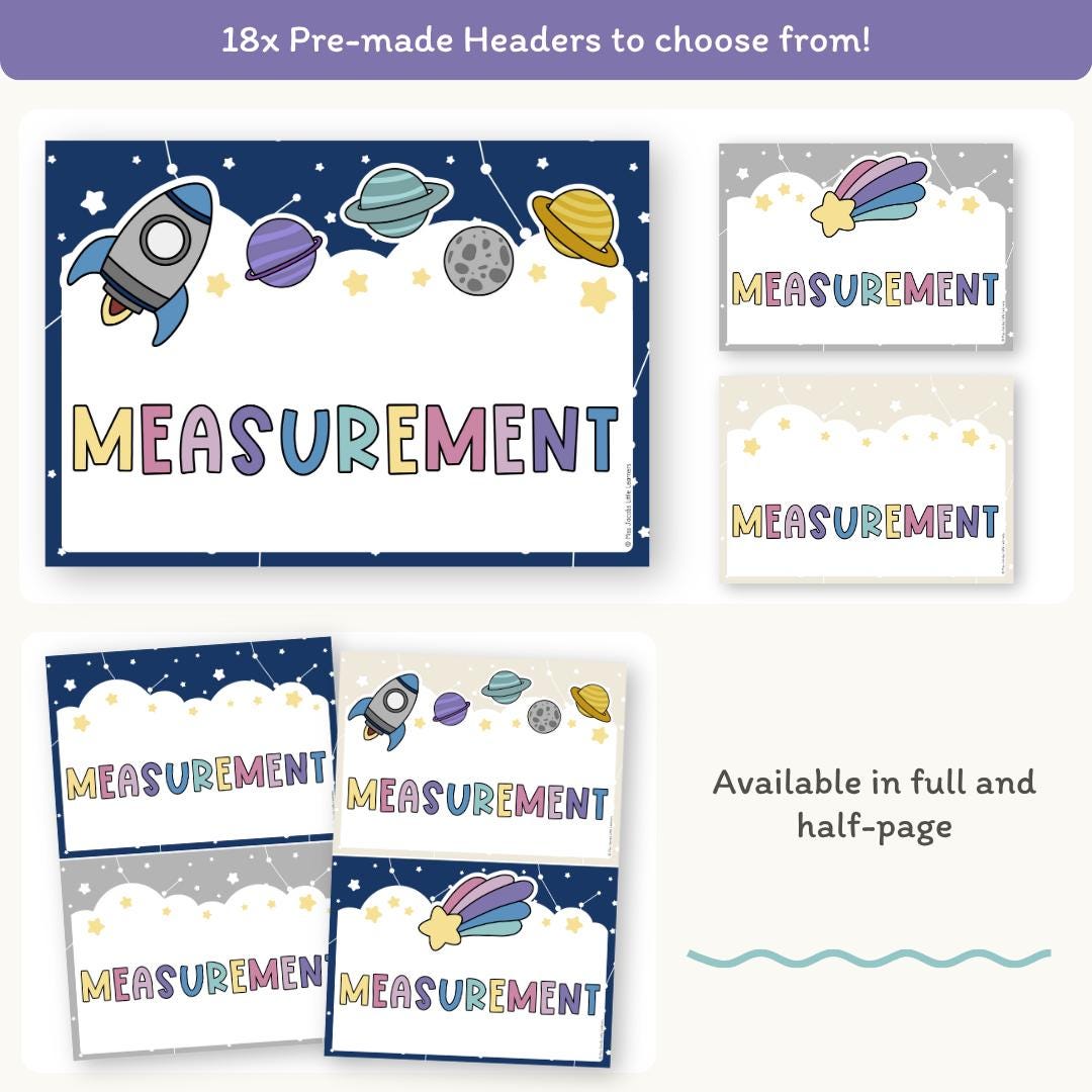 Measurement Posters Dreamy Space Theme: Pastel Math Anchor Charts for ...