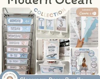 Modern Ocean Classroom Decor Bundle