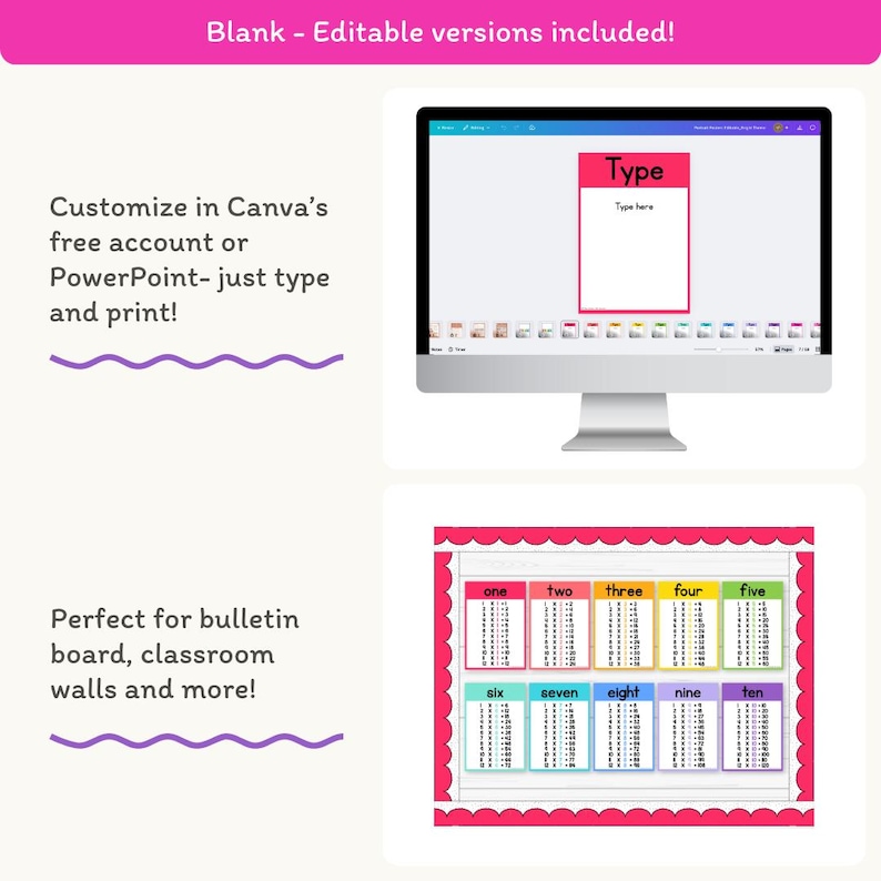 Times Table Posters - Bright Theme Math Posters Classroom Decor - Miss Jacobs Little Learners