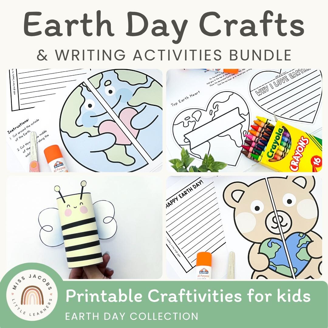 Printable Earth Day Crafts for Kids & Writing Activity Pack for ...