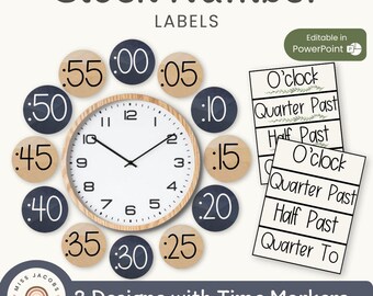 Modern Boho Clock Labels | Rustic Clock Numbers