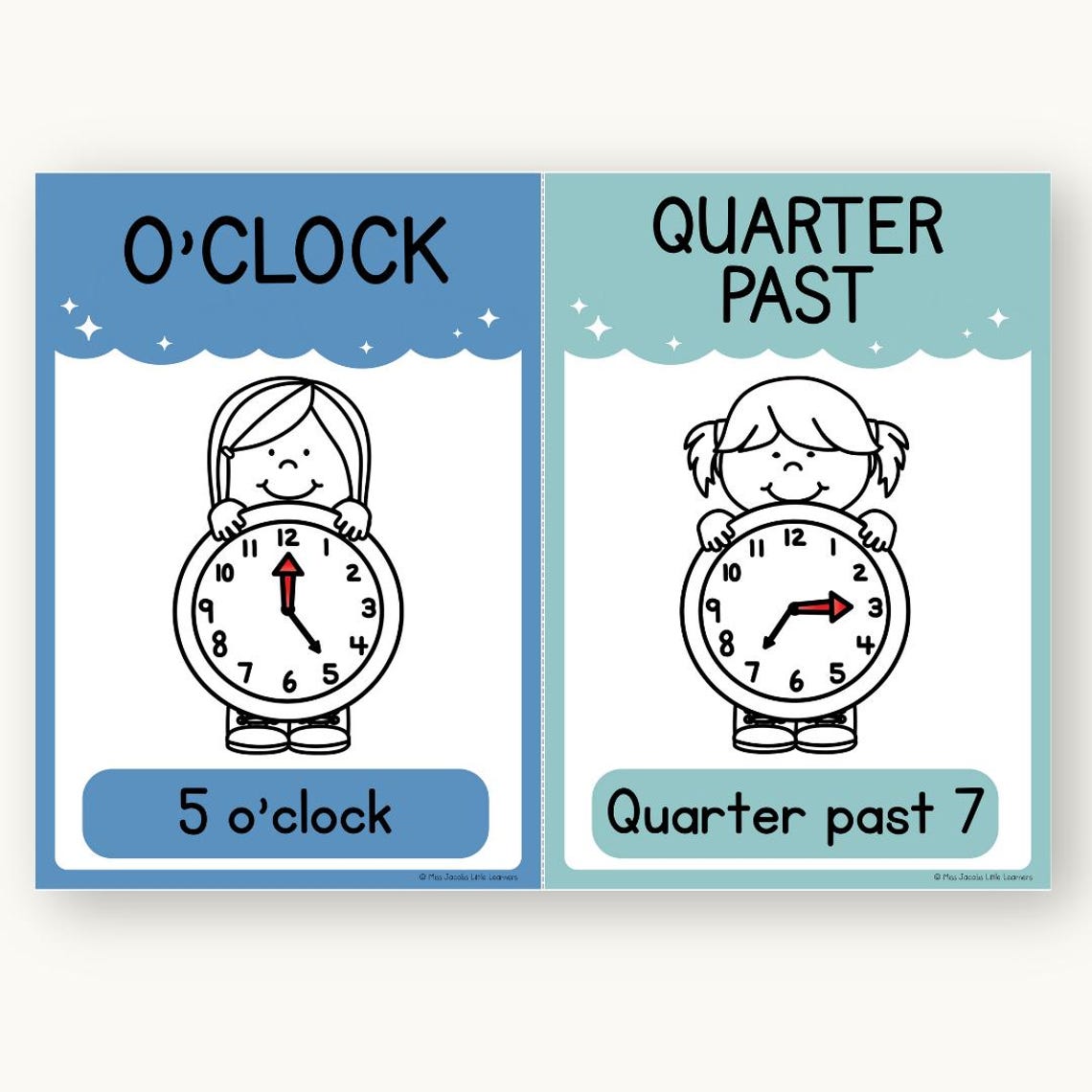 Telling Time and Analog Clock Posters: Dreamy Space Pastel Anchor Chart ...