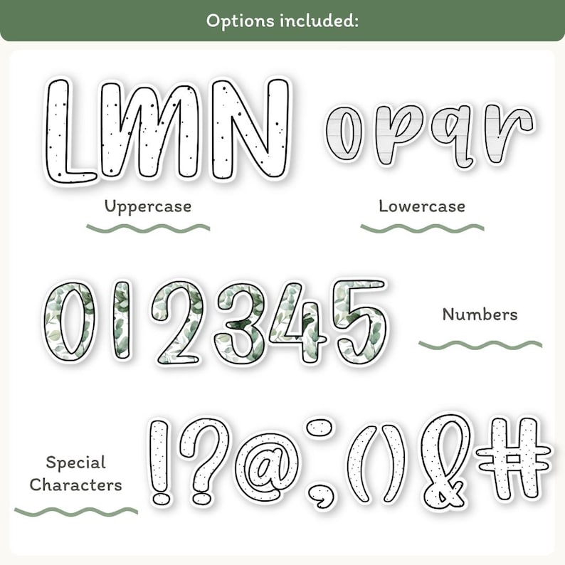Bulletin Board Letters Set, Botanical Printable Alphabet & Numbers ...