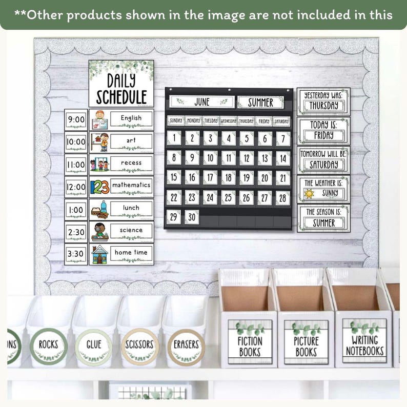Visual Timetable Daily Schedule - Modern Botanical Classroom Decor - Miss Jacobs Little Learners