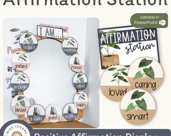 Étiquettes de station d'affirmation | PLANTES BOHO | Affirmations positives pour Mirror | Modifiable