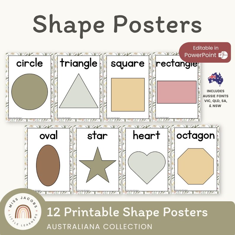 Shape Posters | Australiana Classroom Decor | Australian Flora and ...