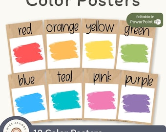 Modern Boho Color Posters | Rustic Neutral Classroom Decor | Editable