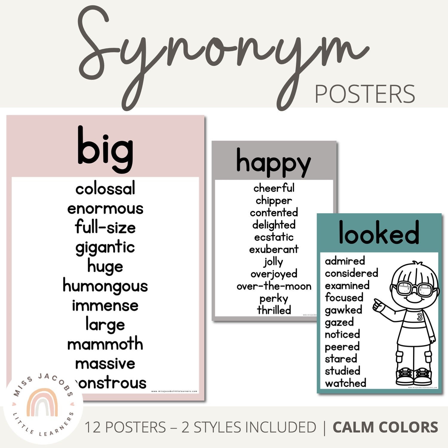 CALM COLORS Synonym Posters English Posters Modern Rainbow Etsy España