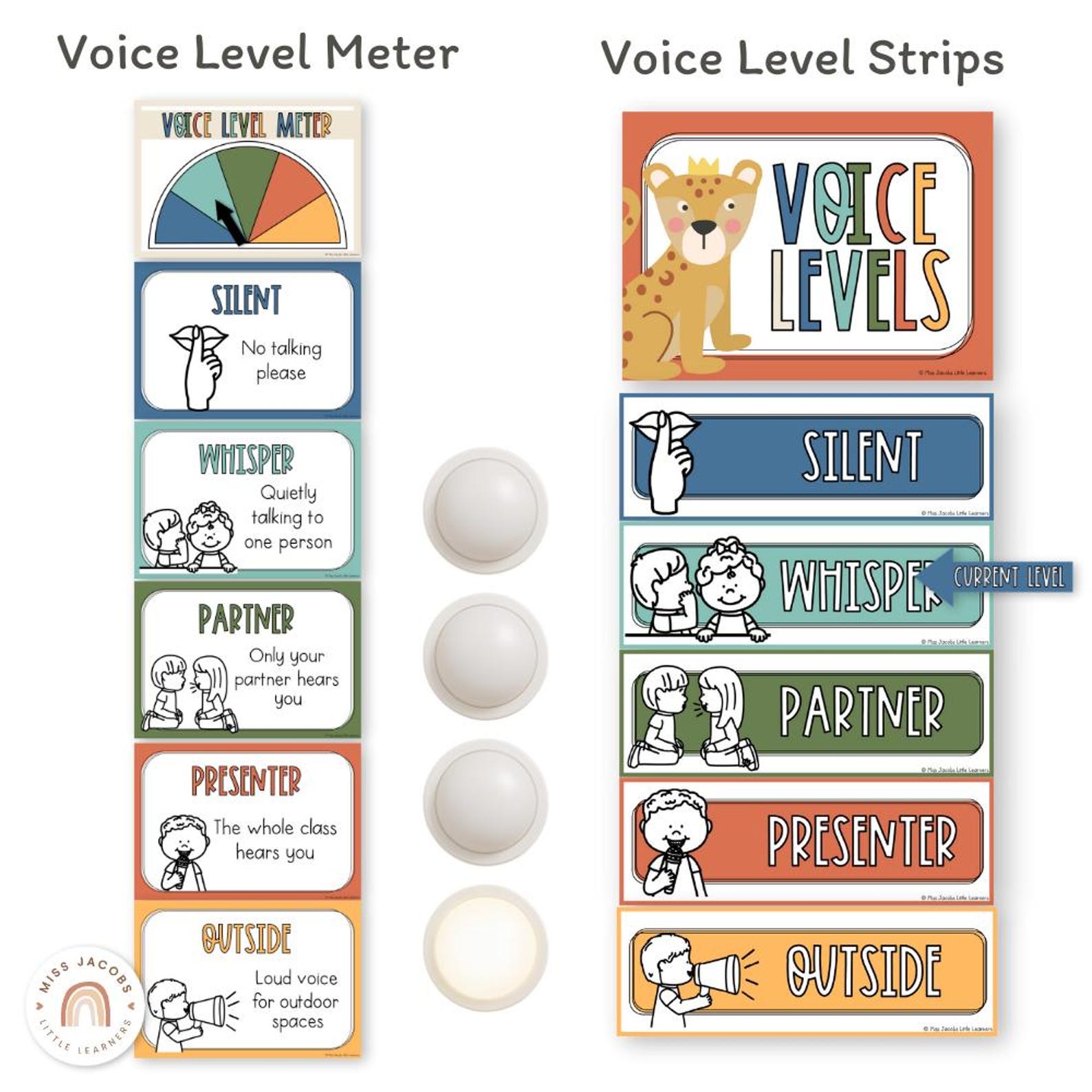 Cute Jungle Animals Voice Level Chart, Editable Voice Meter Display ...