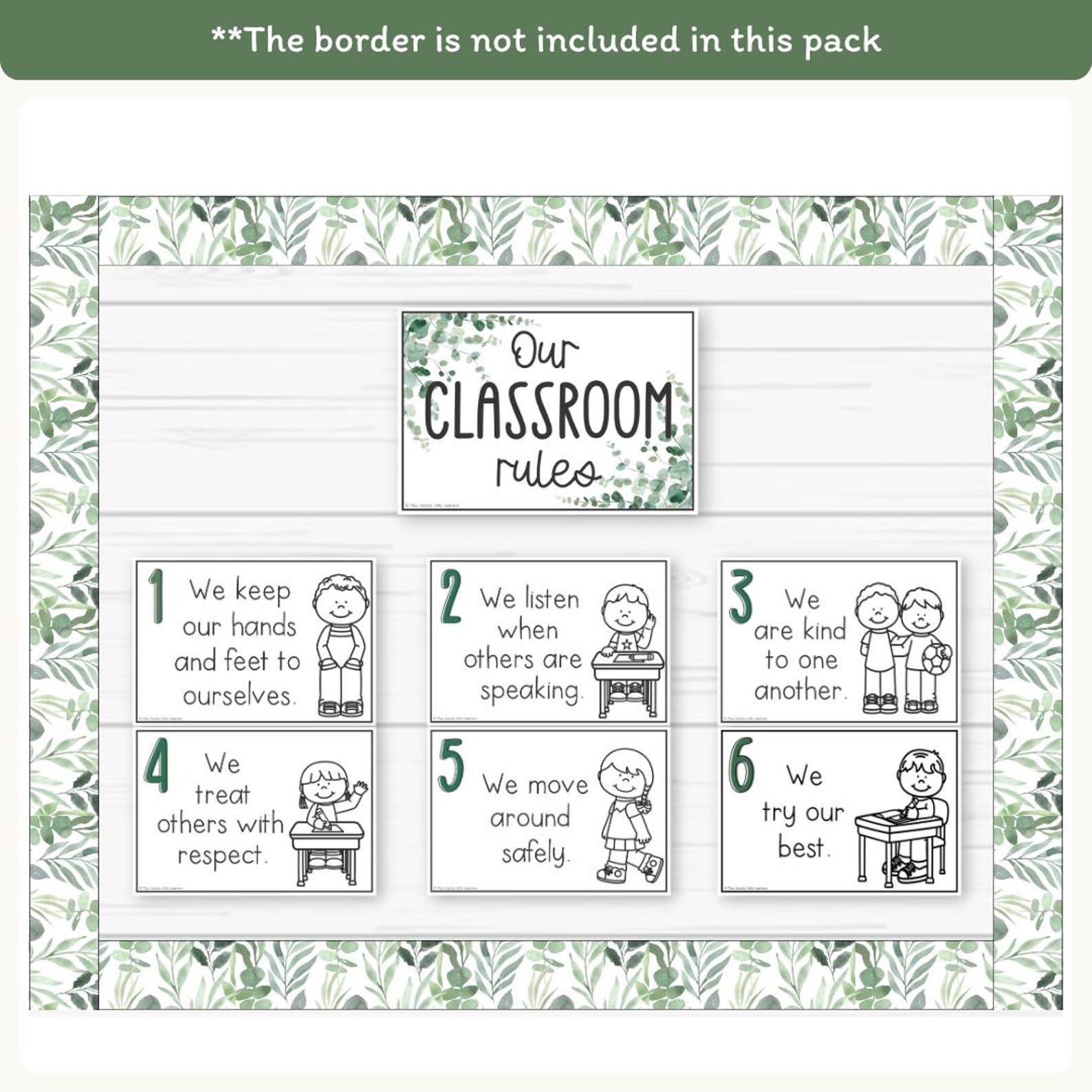 Classroom Rules & Expectations Posters With Visuals, Modern Botanical ...