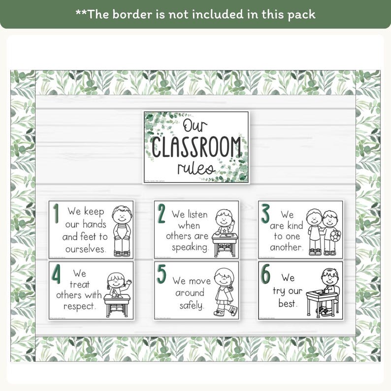 Classroom Rules & Expectations Posters With Visuals, Modern Botanical ...