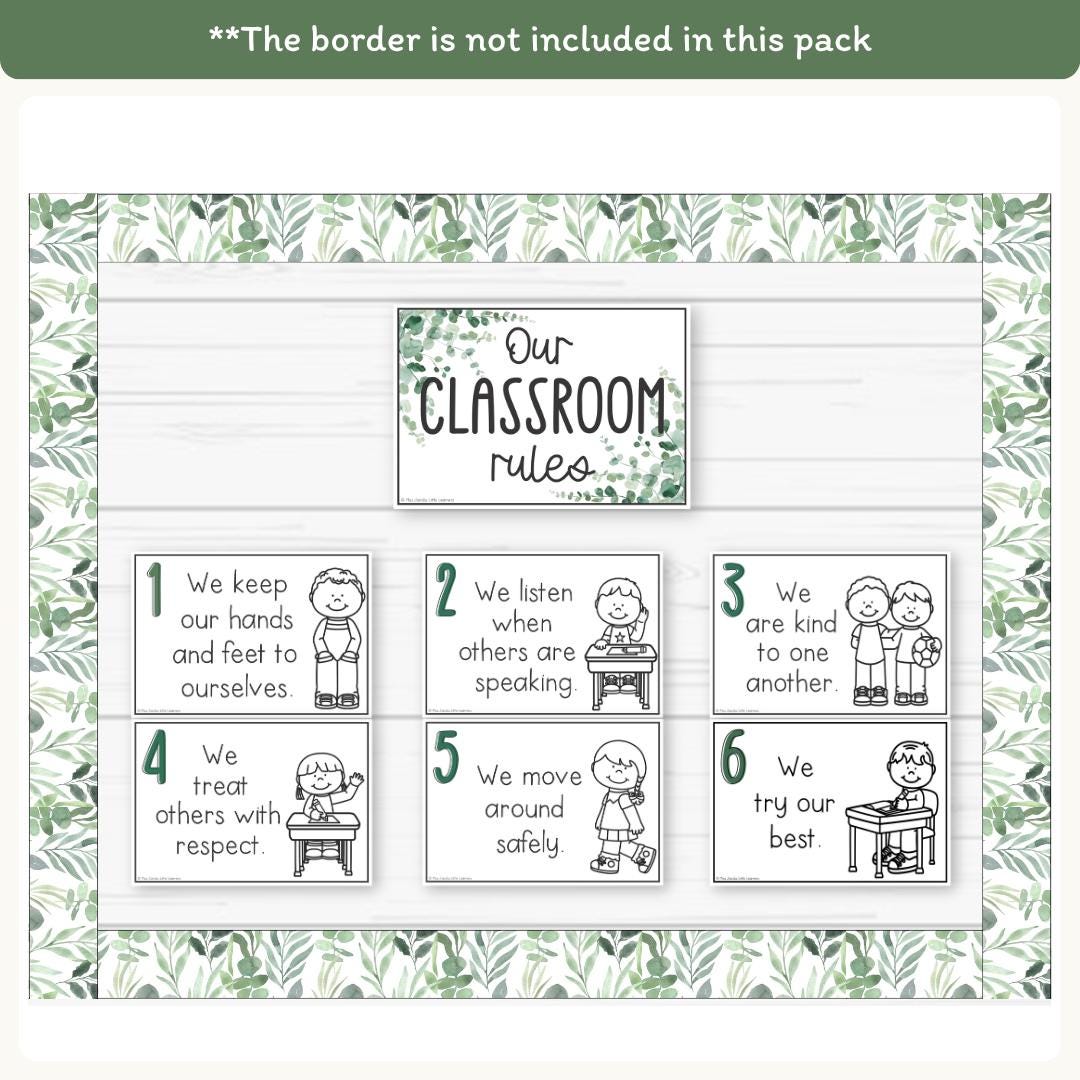 Classroom Rules & Expectations Posters With Visuals, Modern Botanical ...