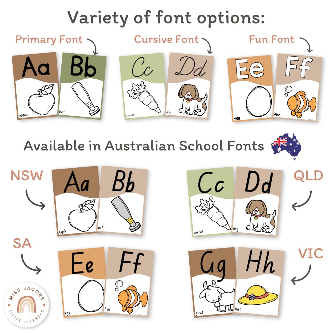 Woodland Alphabet Posters A–Z, Editable ABC Classroom Display