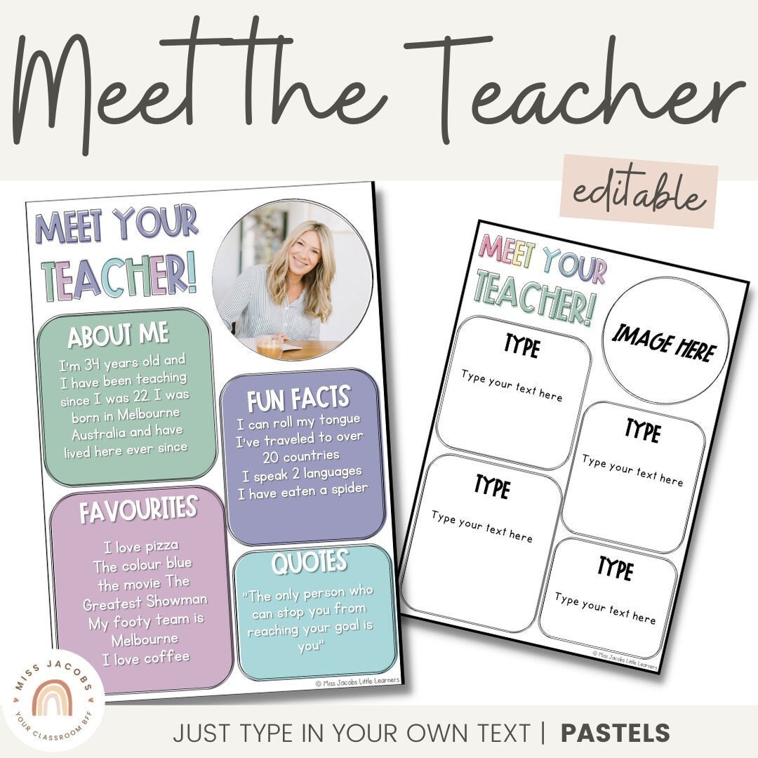 PASTELS Meet the Teacher Editable Etsy