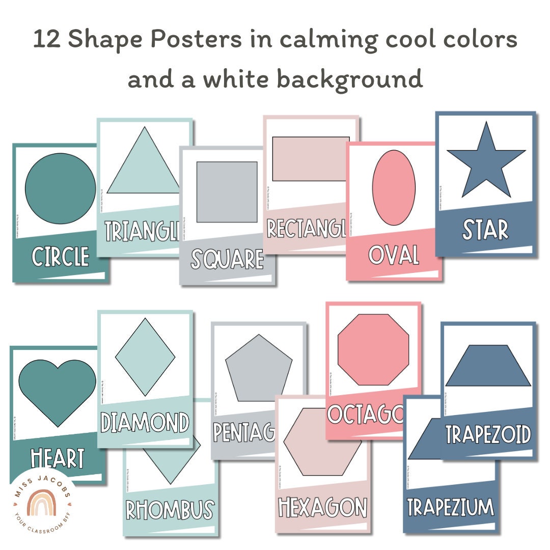 Shape Posters | Modern Rainbow | Calm Classroom Decor | Editable - Etsy