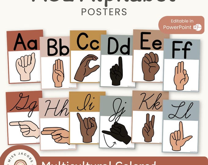 Desert Neutral ASL Alphabet Posters | Boho Vibes Classroom Decor ...