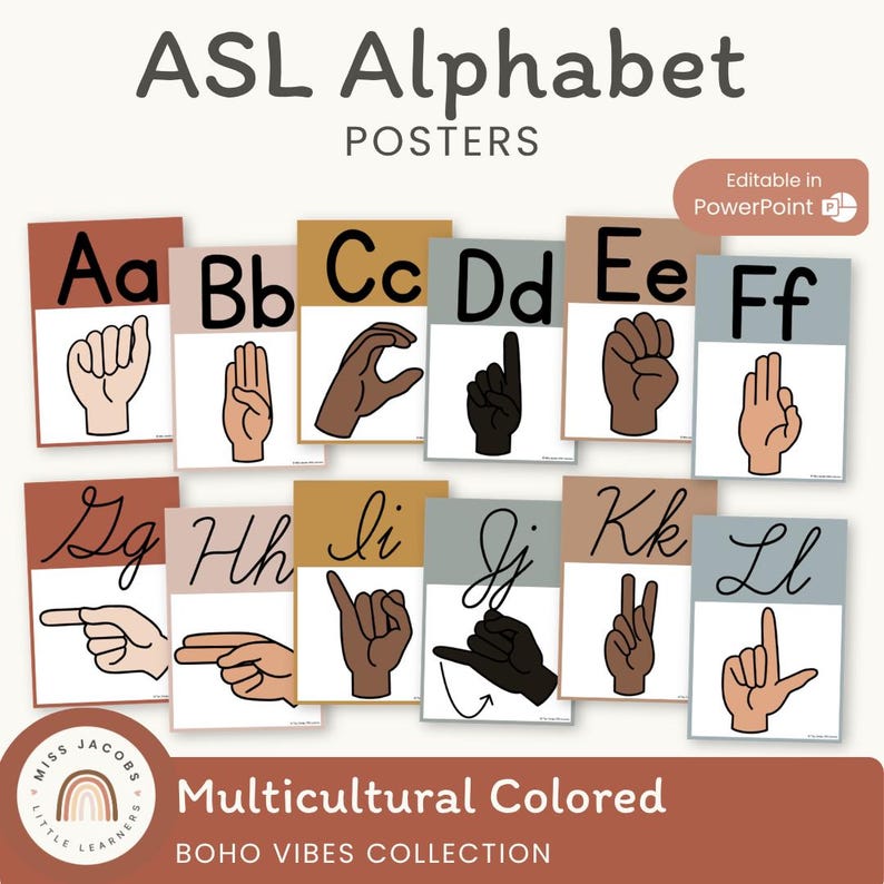 Desert Neutral ASL Alphabet Posters | Boho Vibes Classroom Decor ...