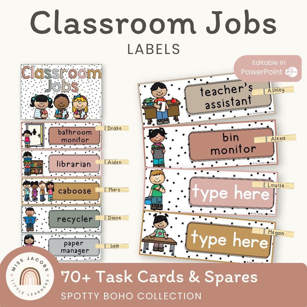 Classroom Job Display | SPOTTY BOHO | Editable - Etsy Australia