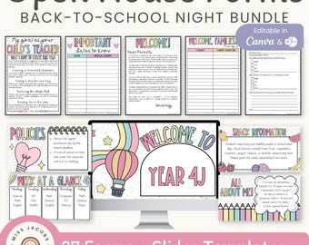 Open House Forms Bundle Spotty Pastel, Back to School Night Templates, Meet the Teacher Packet, Editable PDF & Canva, Classroom Welcome Kit