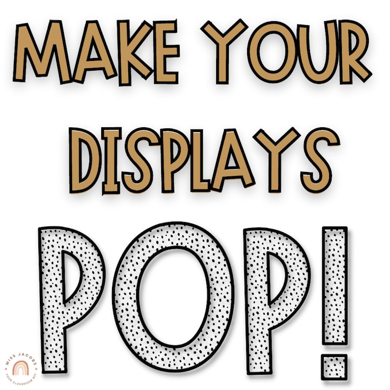 Bulletin Board Lettering Pack | Editable | BOHO & MESSY DOTS | Neutral ...