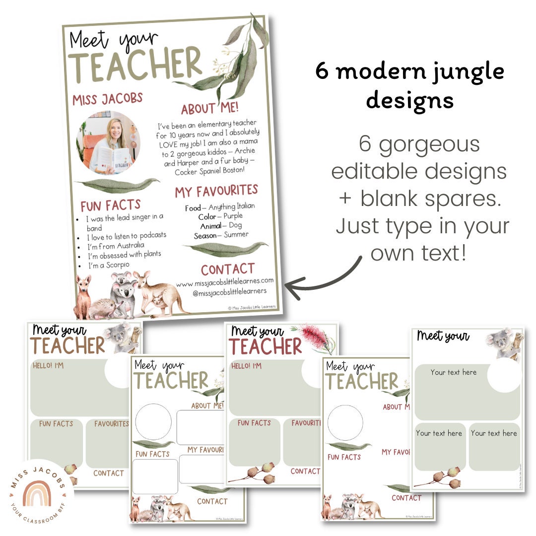 Meet the Teacher Templates | Editable AUSTRALIANA Decor - Etsy Australia