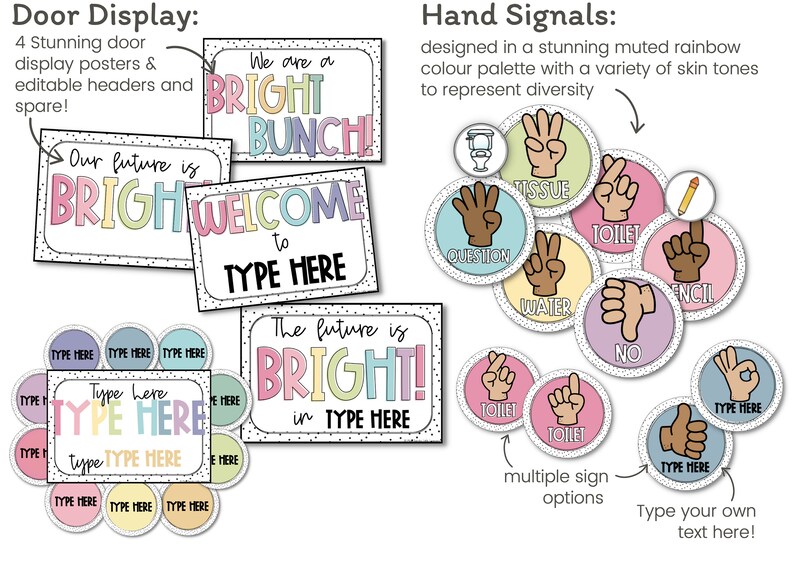 SPOTTY PASTELS Classroom Decor Bundle Muted Rainbow Decor Etsy UK