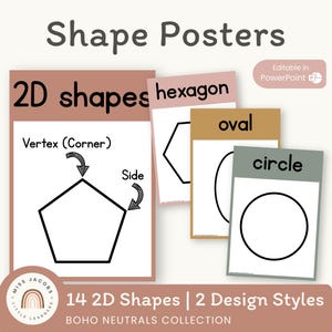 NEUTRAL Shape Posters | Boho Neutral Color Palette | Neutral Classroom Decor