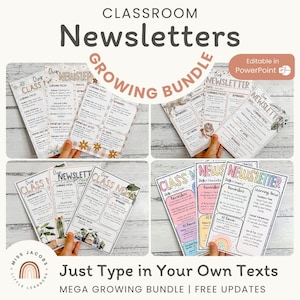 Mega Bundle Newsletter Templates: Classroom  Parent Monthly and Weekly Commnunication (Printable & Editable)