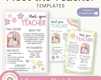 Meet the Teacher Templates | Daisy Gingham Pastels Classroom Decor | Editable