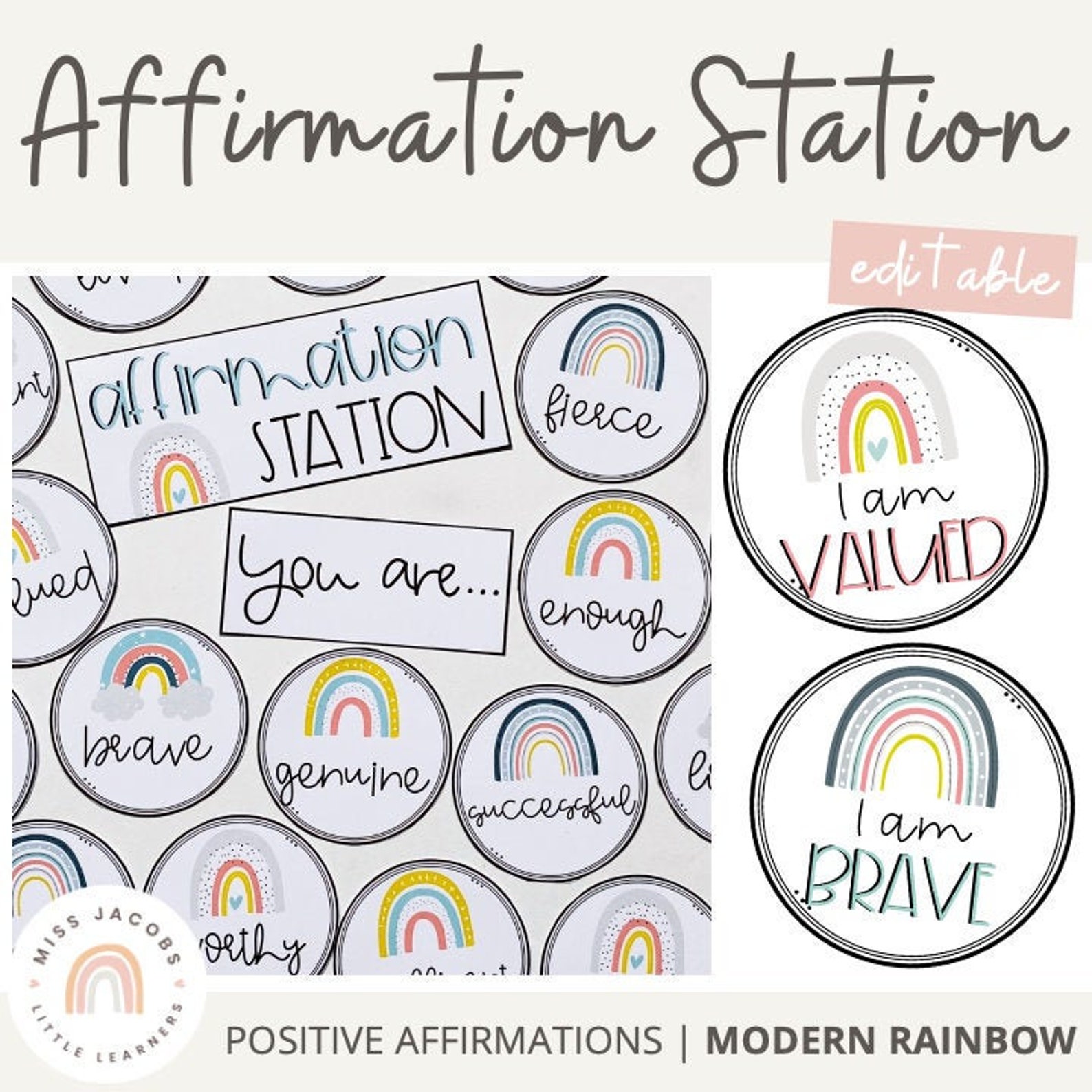 MODERN RAINBOW Affirmation Station Positive Affirmations | Etsy