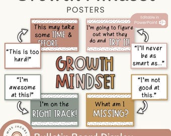 SPOTTY BOHO Growth Mindset Posters | Neutral Rainbow Classroom Decor | Teacher Supplies | Elementary Classroom Decor | Instant Download