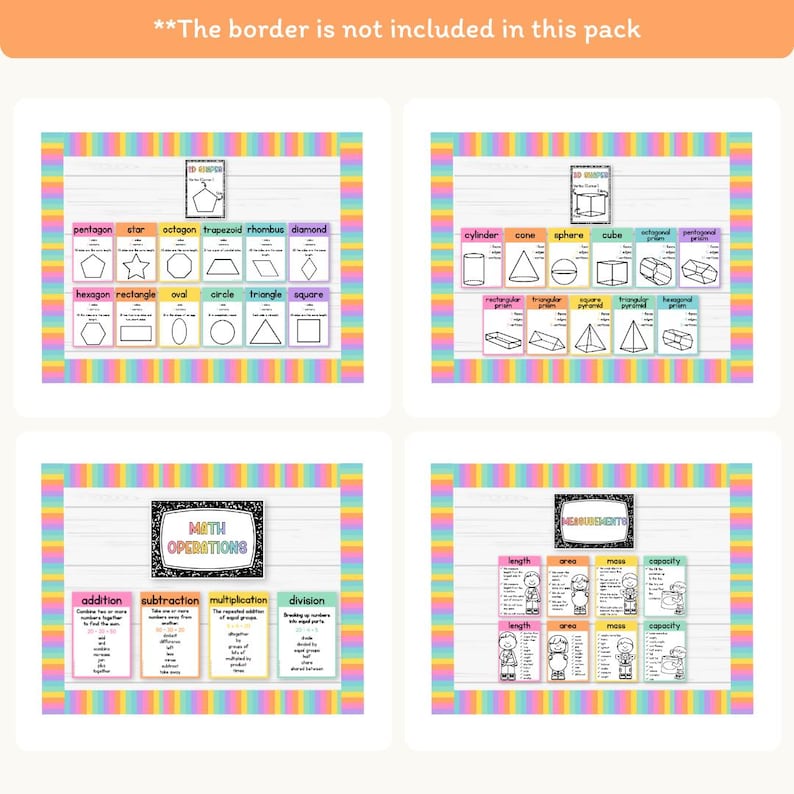 Cutesy Classroom Math Posters Decor Bundle - MJLL