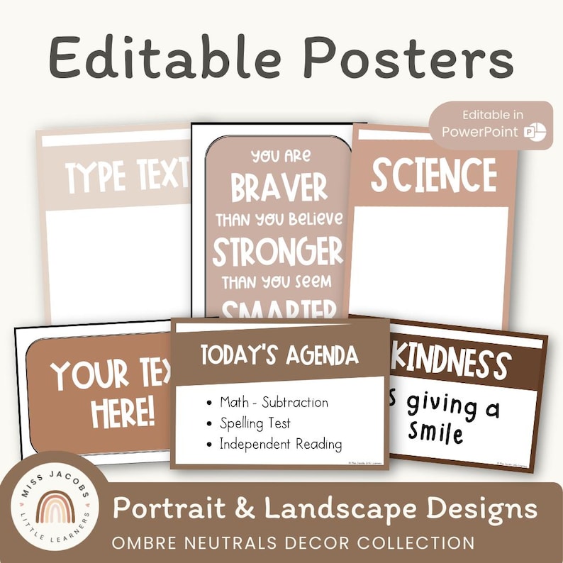 Editable Classroom Posters | OMBRE NEUTRALS - Etsy