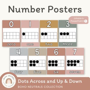 BOHO RAINBOW Number Posters | Ten Frames | Neutral Rainbow Math Classroom Decor