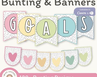 Bulletin Board Bunting | SPOTTY PASTELS Classroom Decor | Editable