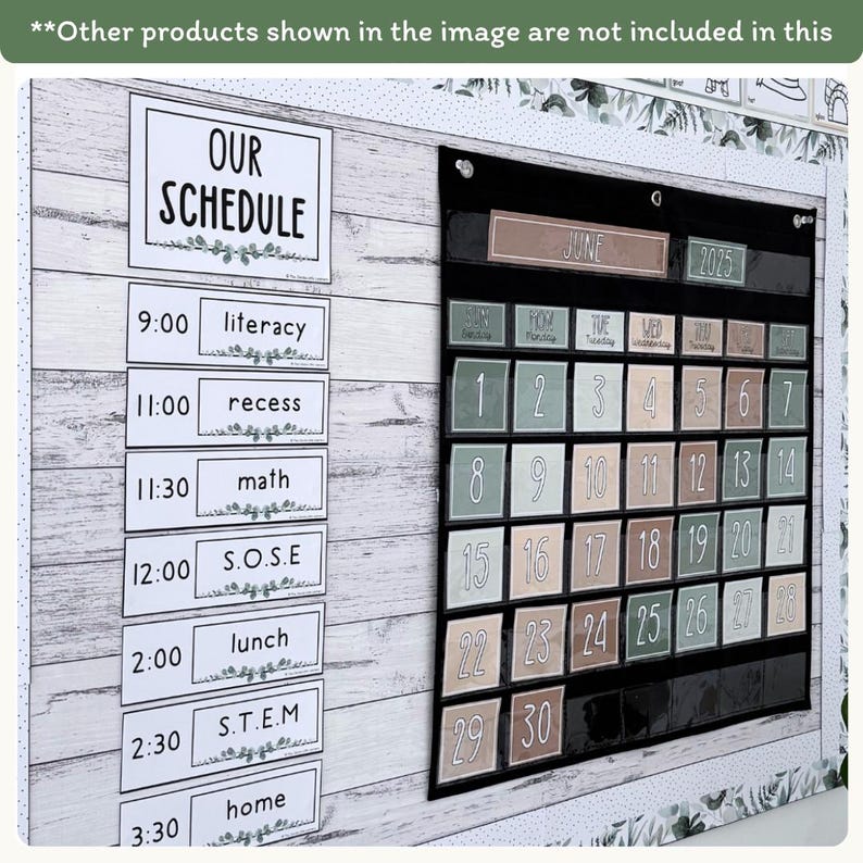 Visual Timetable Daily Schedule - Modern Botanical Classroom Decor - Miss Jacobs Little Learners