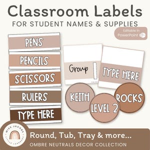 Classroom Labels | OMBRE NEUTRALS | Editable