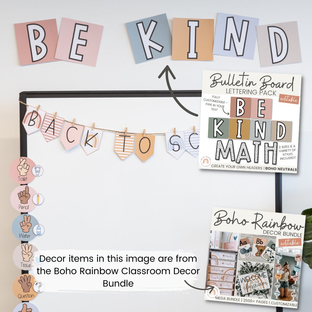 BOHO & MESSY DOTS Bulletin Board Lettering Pack Editable Etsy UK