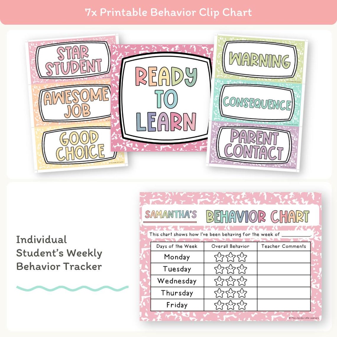 Behavior Management System: Clip Chart, Weekly Tracker, Whole-class ...