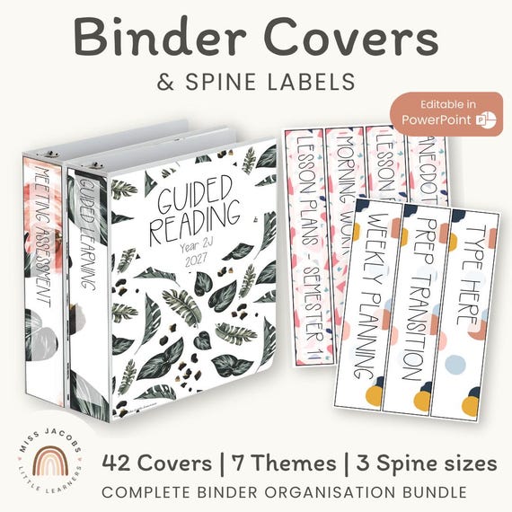 Teacher Binder Covers Pages | Editable | Modern Neutral Classroom Decor | Set 2