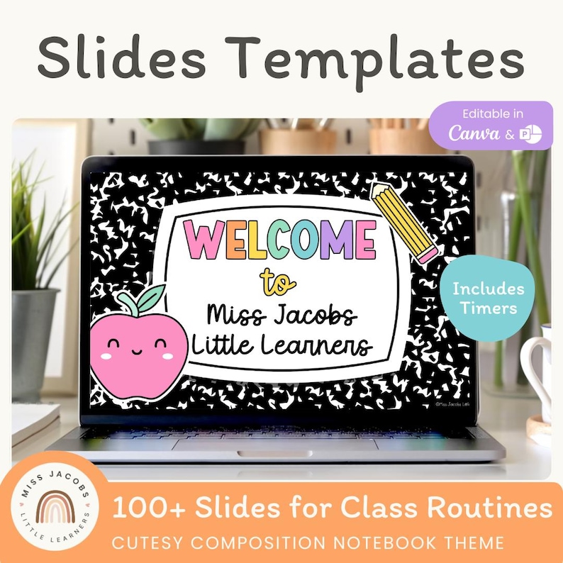 Cutesy Classroom Slides Templates Composition Book, Google Slides and ...