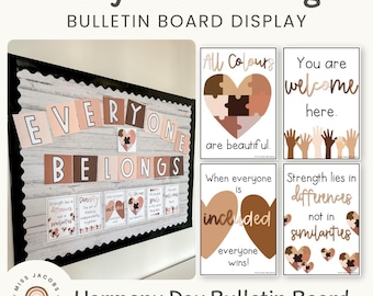 Everyone Belongs Bulletin Board | Diversity Display |  Neutral Classroom Decor | Motivational Posters