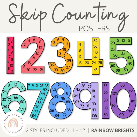 RAINBOW BRIGHTS Skip Counting Large Number Display Rainbow Etsy RAINBOW BRIGHTS Skip Counting Large Number Display Rainbow Etsy
