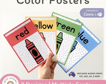 Poster a colori a pois / Decorazioni per l'aula a pois in bianco e nero / Modificabili