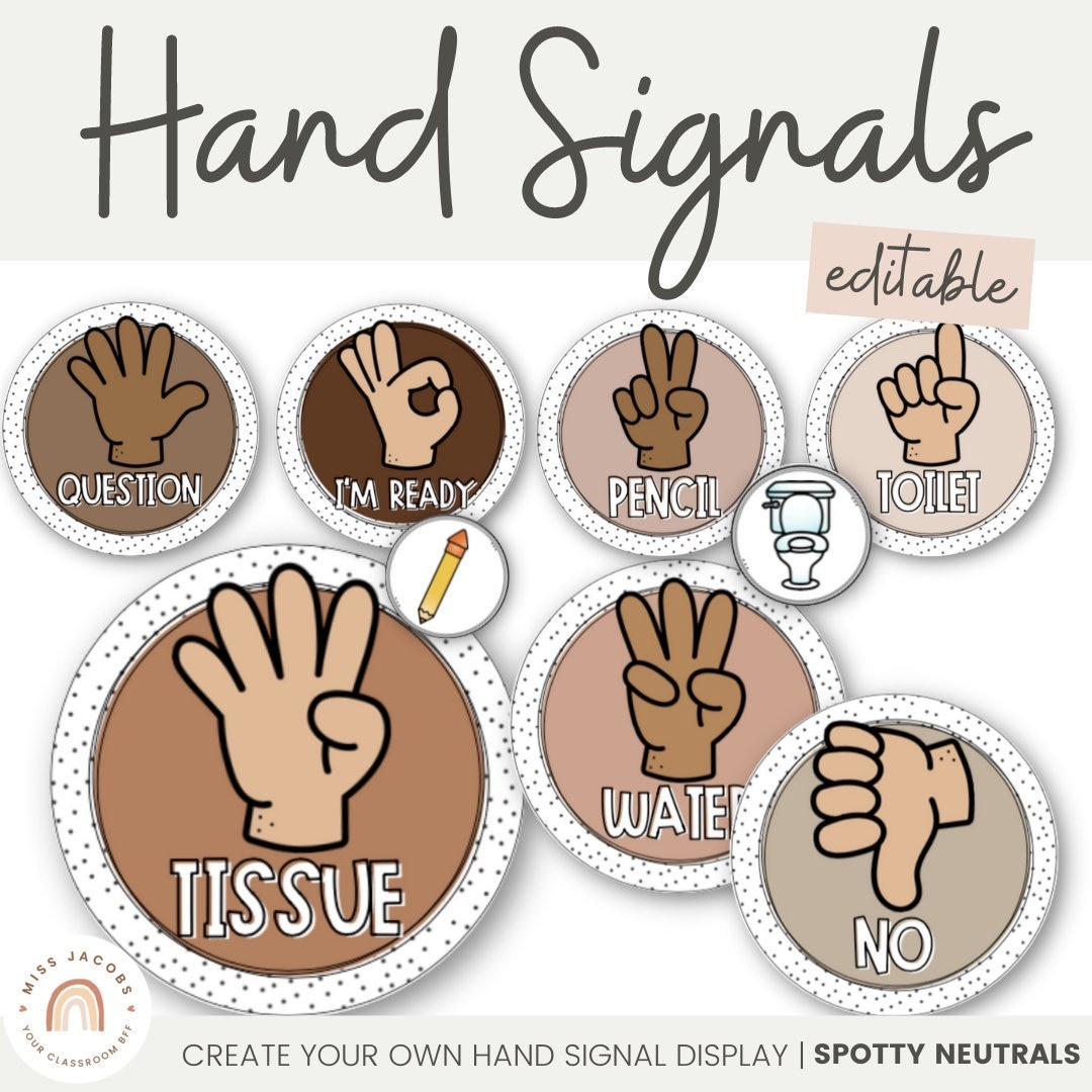 Hand Signals Posters SPOTTY NEUTRALS Classroom Decor EDITABLE Etsy hand-signals-posters-spotty-neutrals-classroom-decor-editable-etsy