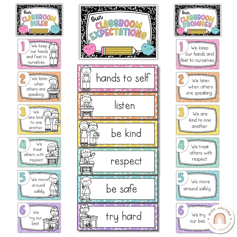 Classroom Rules and Expectations Posters - Cutesy Classroom Decor - Miss Jacobs Little Learners