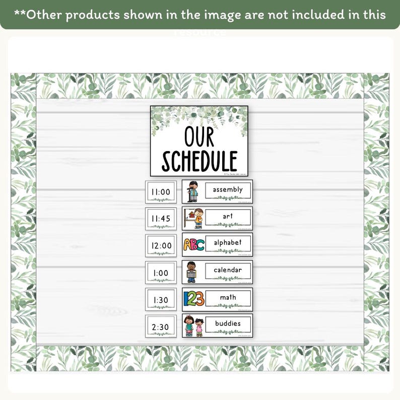 Visual Timetable Daily Schedule - Modern Botanical Classroom Decor - Miss Jacobs Little Learners