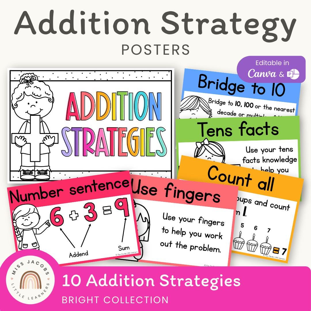 Addition Strategy Posters | RAINBOW BRIGHTS Classroom Decor - Etsy